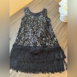 Weissman Black Sequin Fringe Dress